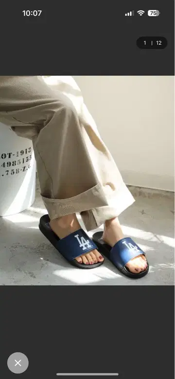 MLB 다저스 LA 로고 네이비 샌들 28
