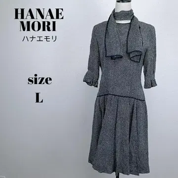 [ a1836 ] HANAE MORI 도트 무늬 원피스 11 스카프 포함