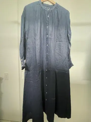 [ 08Mab ] 턱 소매 볼륨 린넨 셔츠 원피스