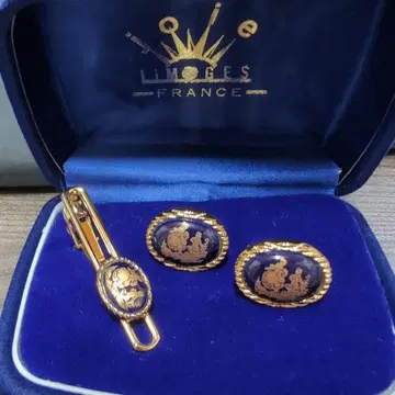 넥타이핀과 커프스 단추 세트 리모주 joie LIMOGES 박스 포함