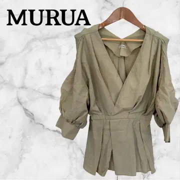 [ MURUA ] 카키 랩 스타일 튜닉 오부소매 스타일리시