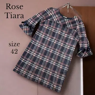 [ Rose Tiara ] 체크 무늬 튜닉 42 프릴 리본 소매
