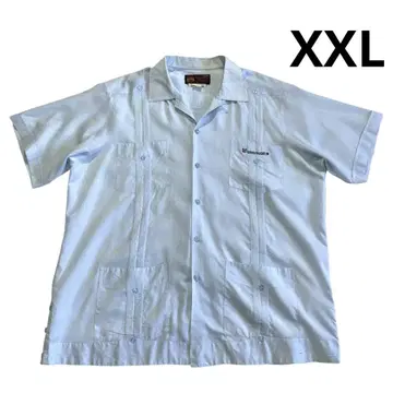 80s 90s 멕시코제 쿠바 셔츠 XXL 스카이블루 오픈 카라