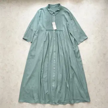 [새상품] 다마 컬렉션 셔츠 원피스 맥시 길이 7부 소매 턱 LL