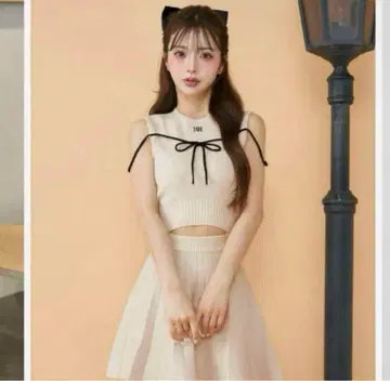 Darich 허리 오픈 스트링 니트 미니 원피스 다리치