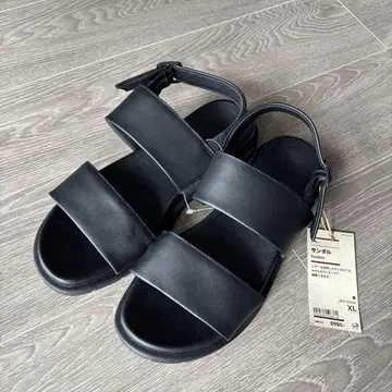 새상품 무인양품 블랙 가죽 샌들 XL