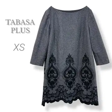 TABASA PLUS 타바사 꽃 플라워 자수 튜닉 원피스 그레이 XS