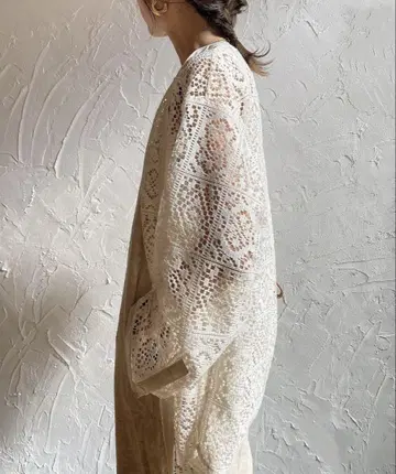 택 포함 새상품 JUNOH 노카라 레이스 셔츠
