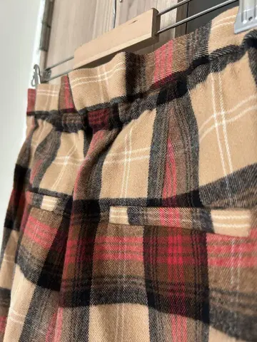 Spick&Span 체크 무늬 와이드 팬츠 베이지 빨간색 블랙