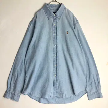 3595 랄프 로렌 포니 자수 로고 긴팔 샴브레이 셔츠