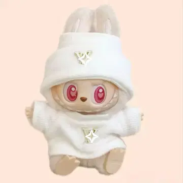Labubu 라부부 의류 옷 갈아입기 모자 T셔츠 화이트 2세트