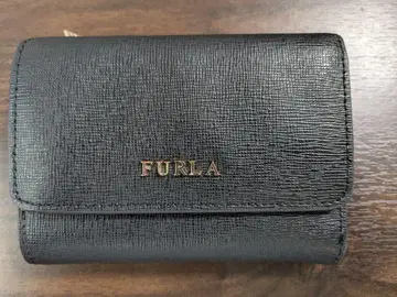 FURLA 접이식 지갑 블랙 가죽 박스 있음