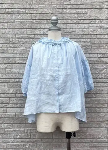 사만사 모스모스 루미네 타치카와점 한정 프릴 블라우스 색스