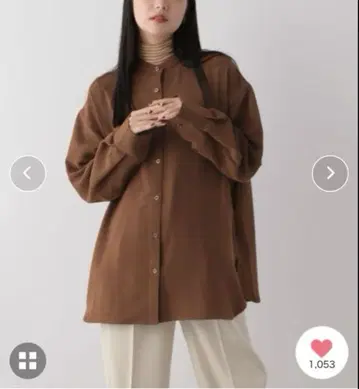 LOWRYS FARM 밴드 카라 셔츠 롱 슬리브