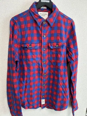 Abercrombie & Fitch 빨강 파랑 체크 플란넬 셔츠 M