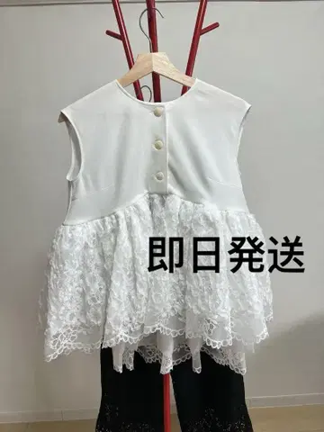 [ acka. ] 레이스 플레어 조젯 탑
