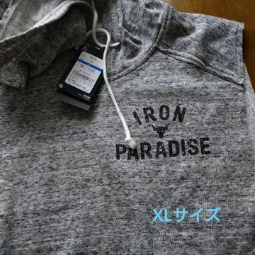 IRON PARADISE 후드 부착 슬리브리스 후드티 XL 사이즈