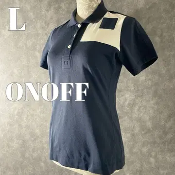 ONOFF 온오프 바이컬러 반팔 피케 셔츠 L 네이비/화이트