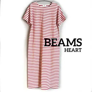 새상품급 ] BEAMS HEART 빔즈 빨간 보더 반팔 원피스