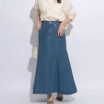 저스길리티 머메이드 데님 스커트 롱 스커트 플레어 스커트