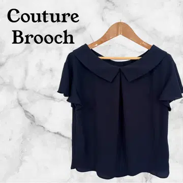 [ Couture Brooch ] 네이비 반팔 상의 여름 심플 고급