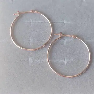 미사용 K10 핑크 골드 후프 귀걸이 직경 약 2.5cm
