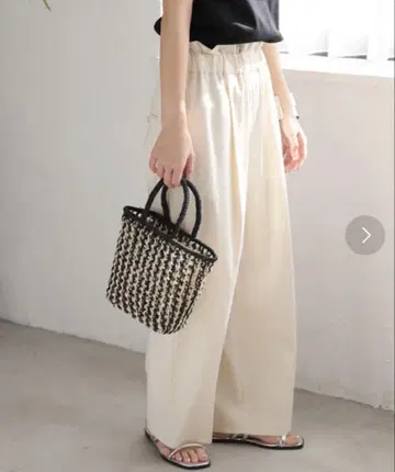 워셔블 코튼 린넨 VIS 와이드 팬츠