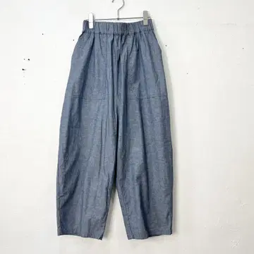 Y110) NARU(나루) 면 린넨 바지 크라프트 팬츠 네이비
