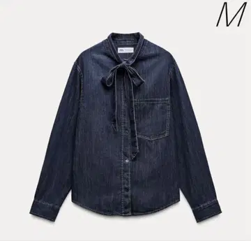 ZARA 리본 데님 셔츠 TRF 보타이