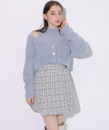 Rirandtrue 라이트 블루 체크 미니스커트