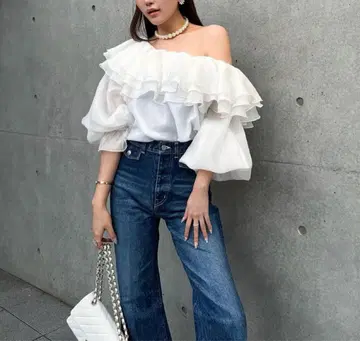 sheller 2way ruffle flill 블라우스 택 포함 새상품