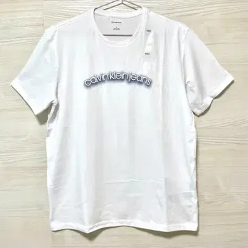 캘빈클라인 진 티셔츠 M 반팔 프린트 코튼 화이트
