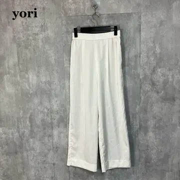 yori 새틴 센터 프레스 와이드 팬츠 36