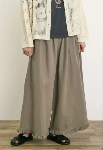 사만사 모스모스 면 린넨 밑단 프릴 팬츠