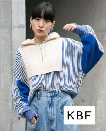 kbf 레이어드 하프 ZIP 니트