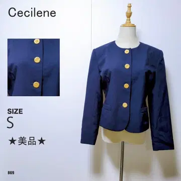 Cecilene 네이비 노카라 자켓 골드 버튼 새상품급 포멀