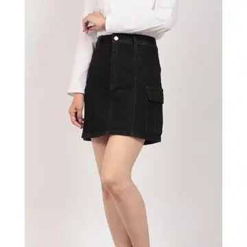 스트레치 데님 카고 미니 스커트