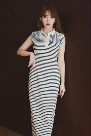 French Sleeve Polo Long Dress M 사이즈