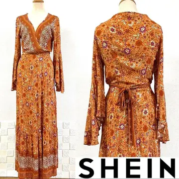 SHEIN 에스닉 패턴 롱 랩 원피스 롱 원피스
