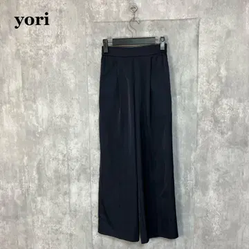 yori 새틴 센터 프레스 와이드 팬츠 34