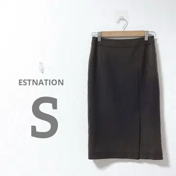 [에스트네이션] 무릎 기장 타이트 스커트 슬릿 모카 S 심플 일본제