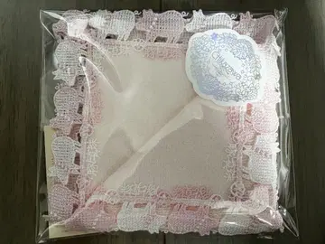 치카자와 레이스 돼지에게 진주 타월 손수건 핑크