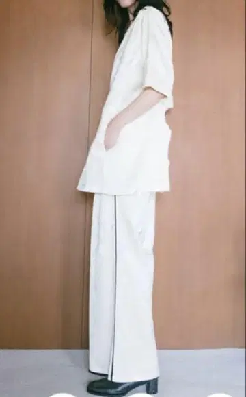 sahara Satin 자카드 팬츠 화이트