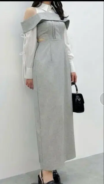 dazzlin 리본 셔츠 베어라이크 원피스