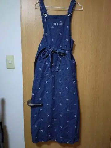 PINK HOUSE 데님 꽃무늬 자수 오버롤 스커트