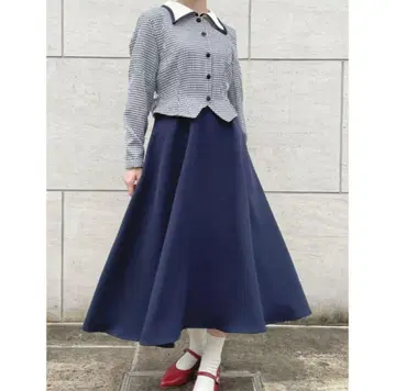 레이어드 스타일 깅엄 핏 & 플레어 원피스