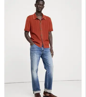 BANANA REPUBLIC 반팔 셔츠 XL 빨간색