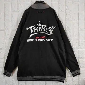 바시티 자켓 TRIBECA 빅 로고 백 로고 블랙 L