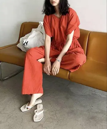 poet 토마토 S 린넨 올인원 오렌지 점프수트
