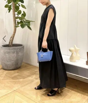BALLSEY 린넨 코튼 무브 프렌치 슬리브 티어드 원피스